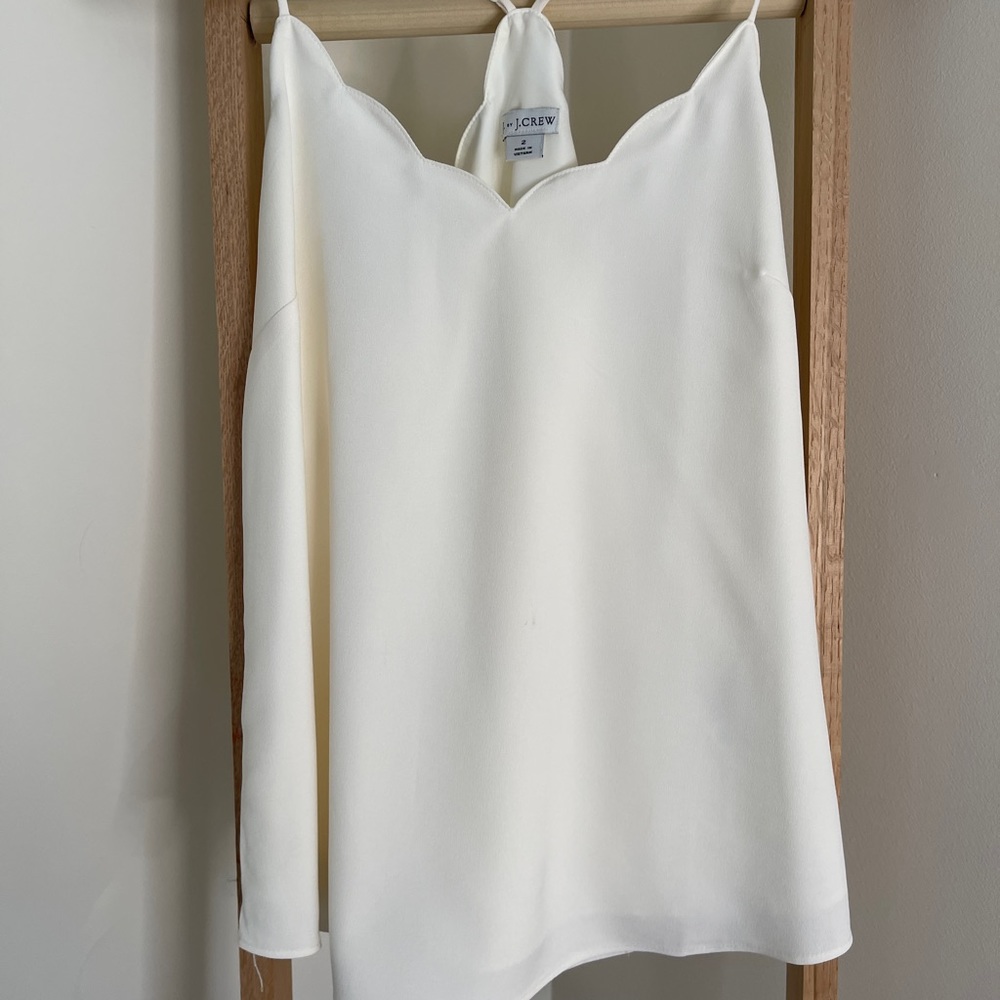 J by jcrew scallop white tank top